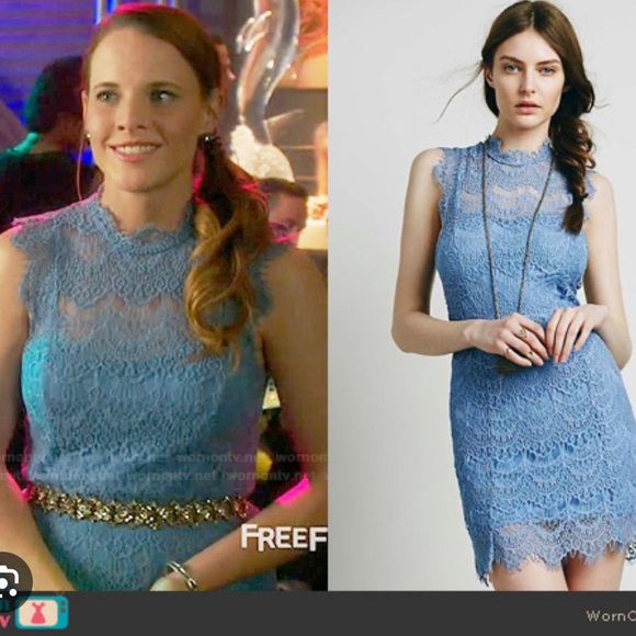 NWT Free People Lace Daydream Mini Dress in Lake - Picture 3 of 10